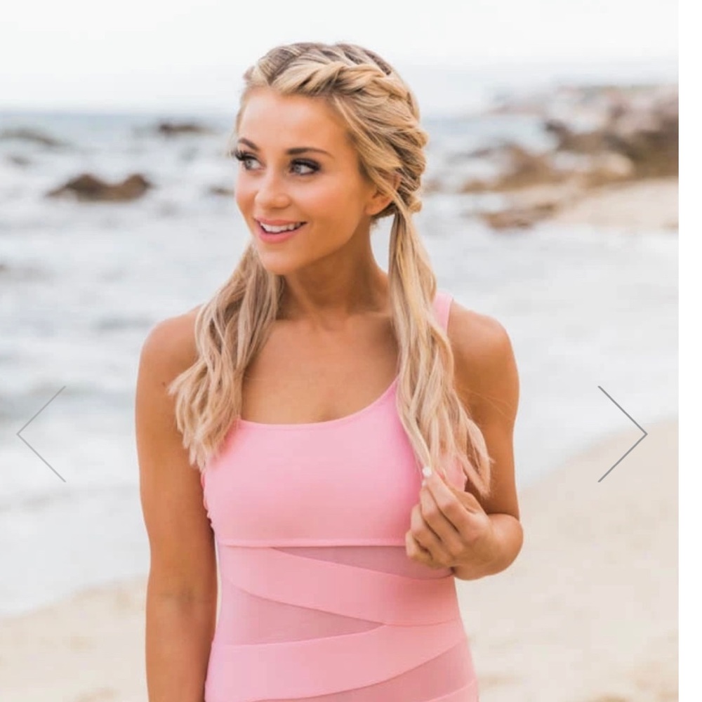 Pink Lily One Shoulder Mesh Swimsuit